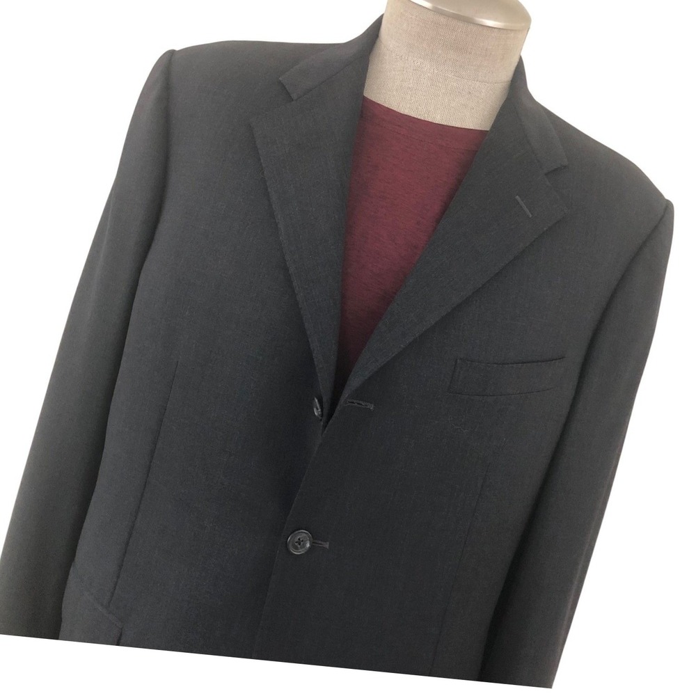 Corneliani Mens Charcoal Grey Super 100s Merino Wool Blazer 3-Button Italy‎ 44R